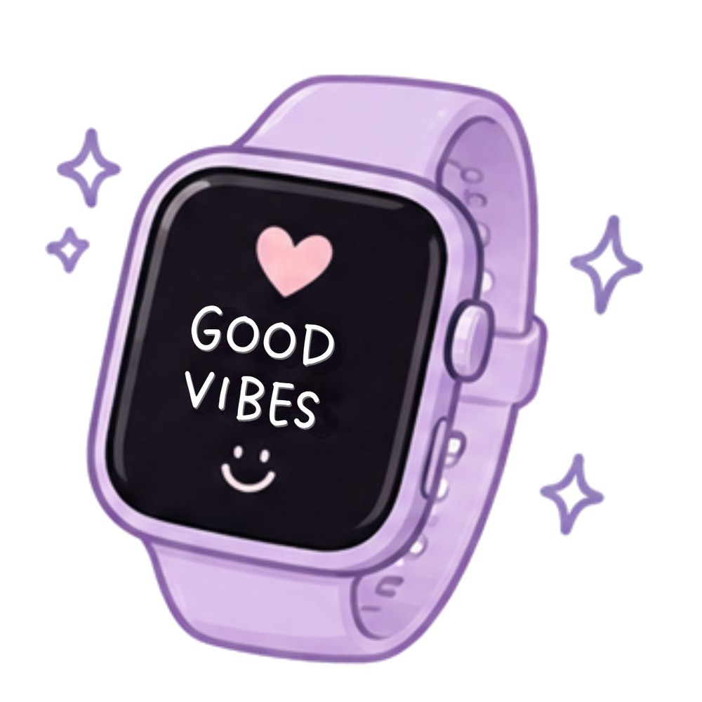 Good Vibes Watch sticker: A lilac smartwatch reading "Good Vibes"