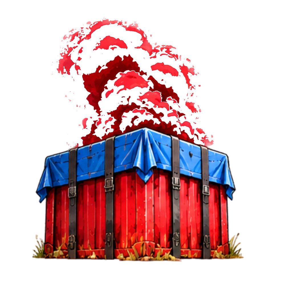 Air Drop Crate sticker: A red air drop crate with red smoke