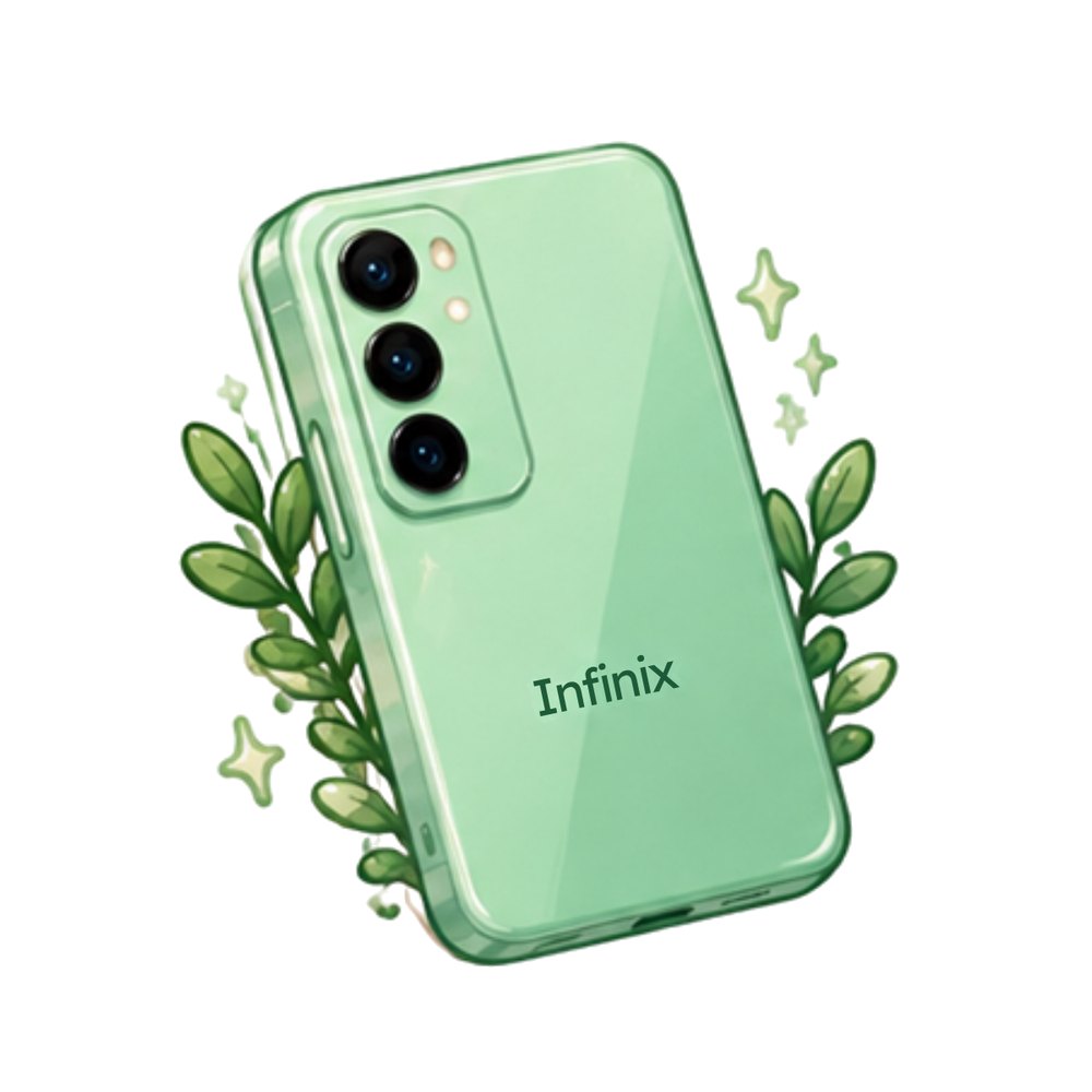 Mint Infinix Phone sticker: A mint green Infinix phone with leaves and sparkles