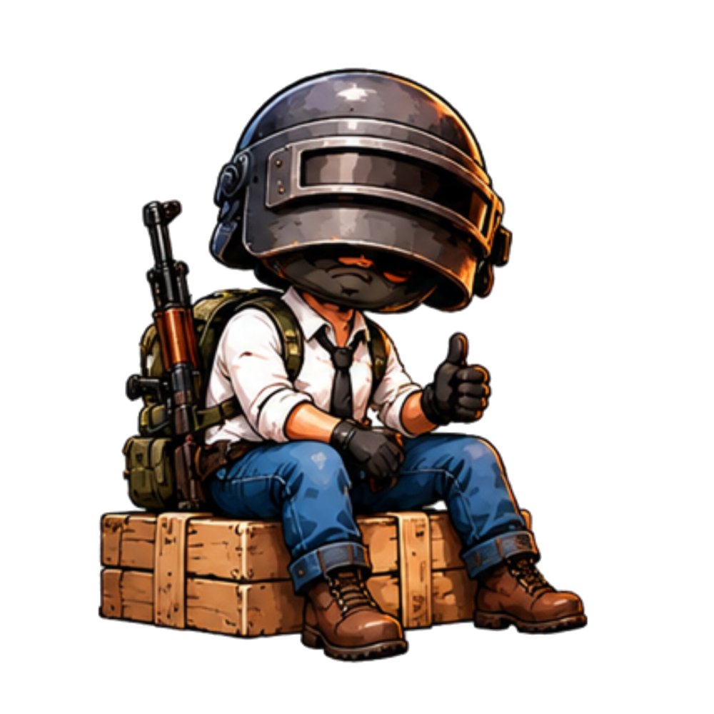 Chibi Helmet Soldier sticker: A chibi soldier in a level 3 helmet giving a thumbs up on a crate