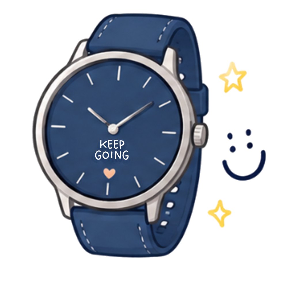 Keep Going Watch sticker: A navy watch reading "Keep Going" with a smiley