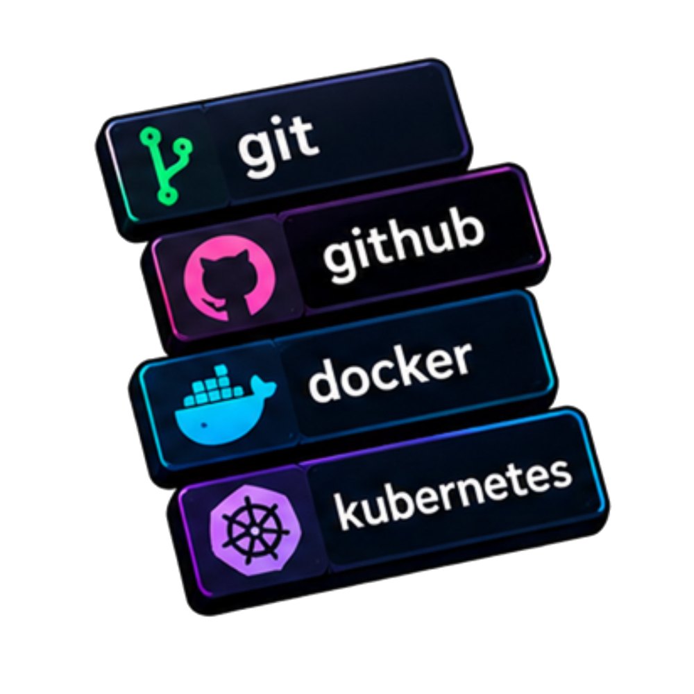 Git Docker Tags sticker: Stacked tags for git, GitHub, Docker and Kubernetes