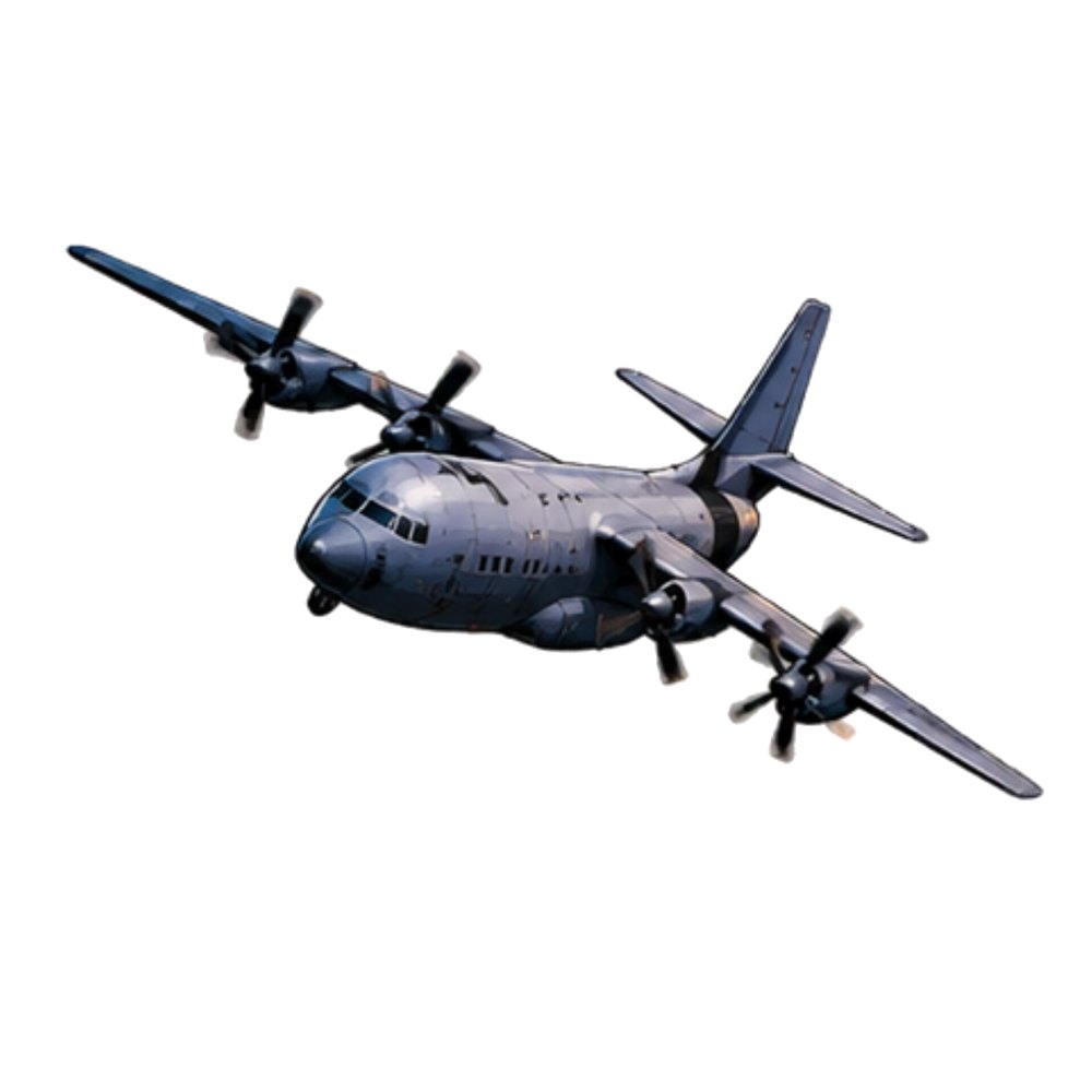 Drop Plane sticker: A grey cargo plane flying